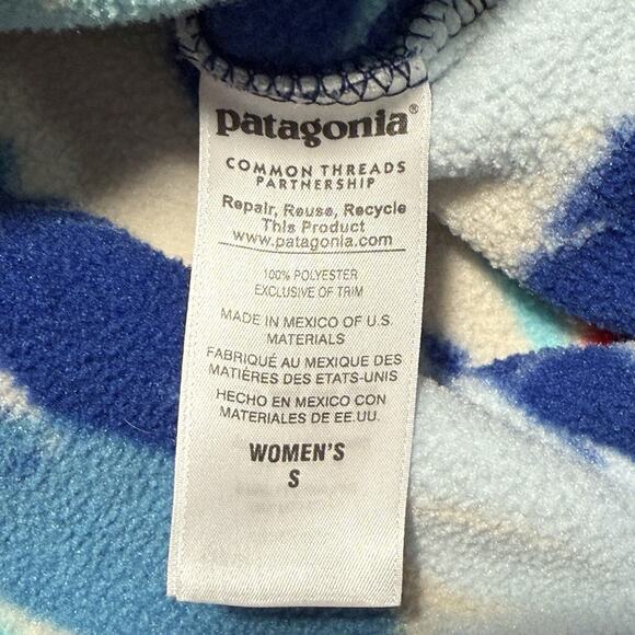 Patagonia Synchilla Snap T Fleece Pullover Feather Dance Print Blue Red Womens S - Picture 5 of 9